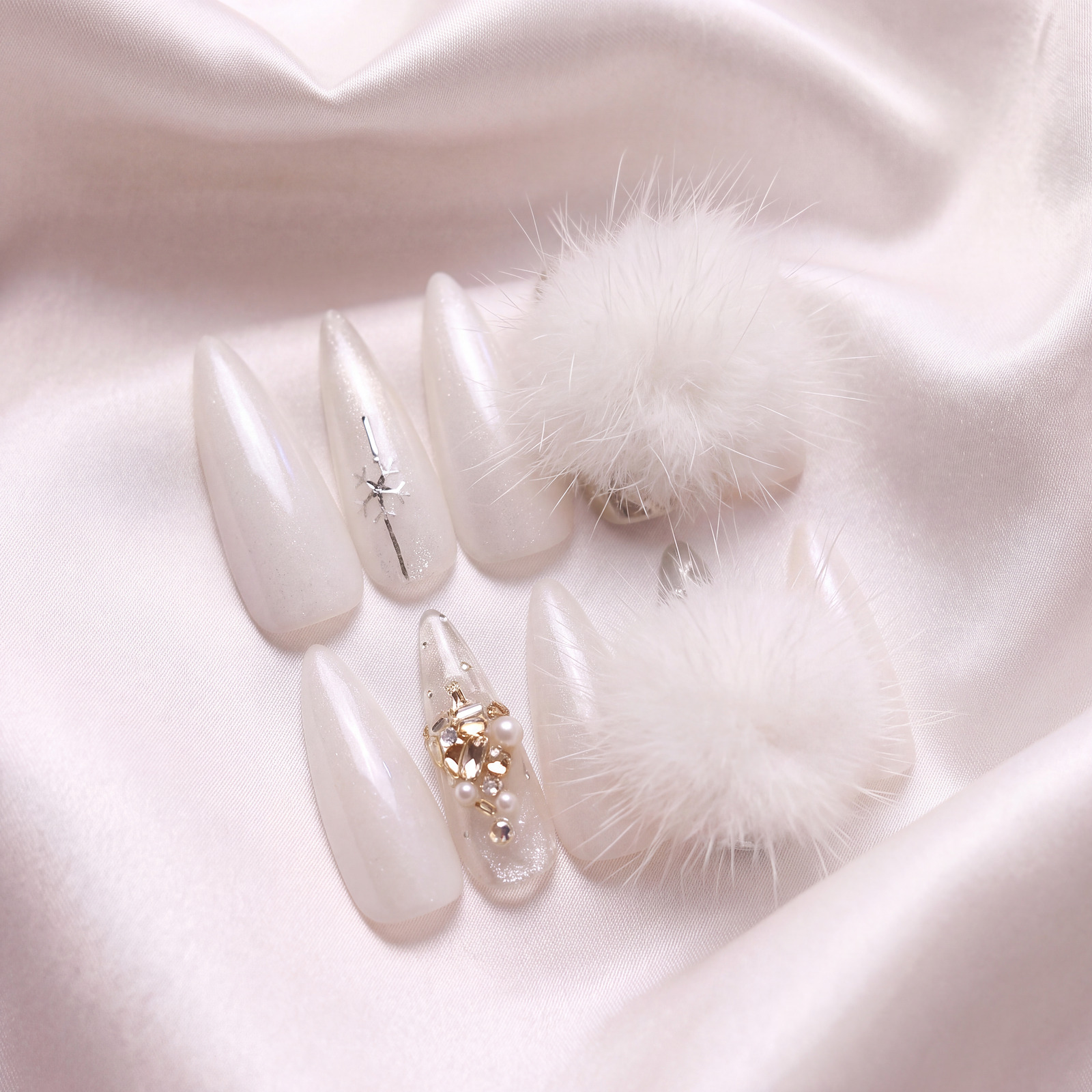 Plume, the finished set of ten photographed on silk