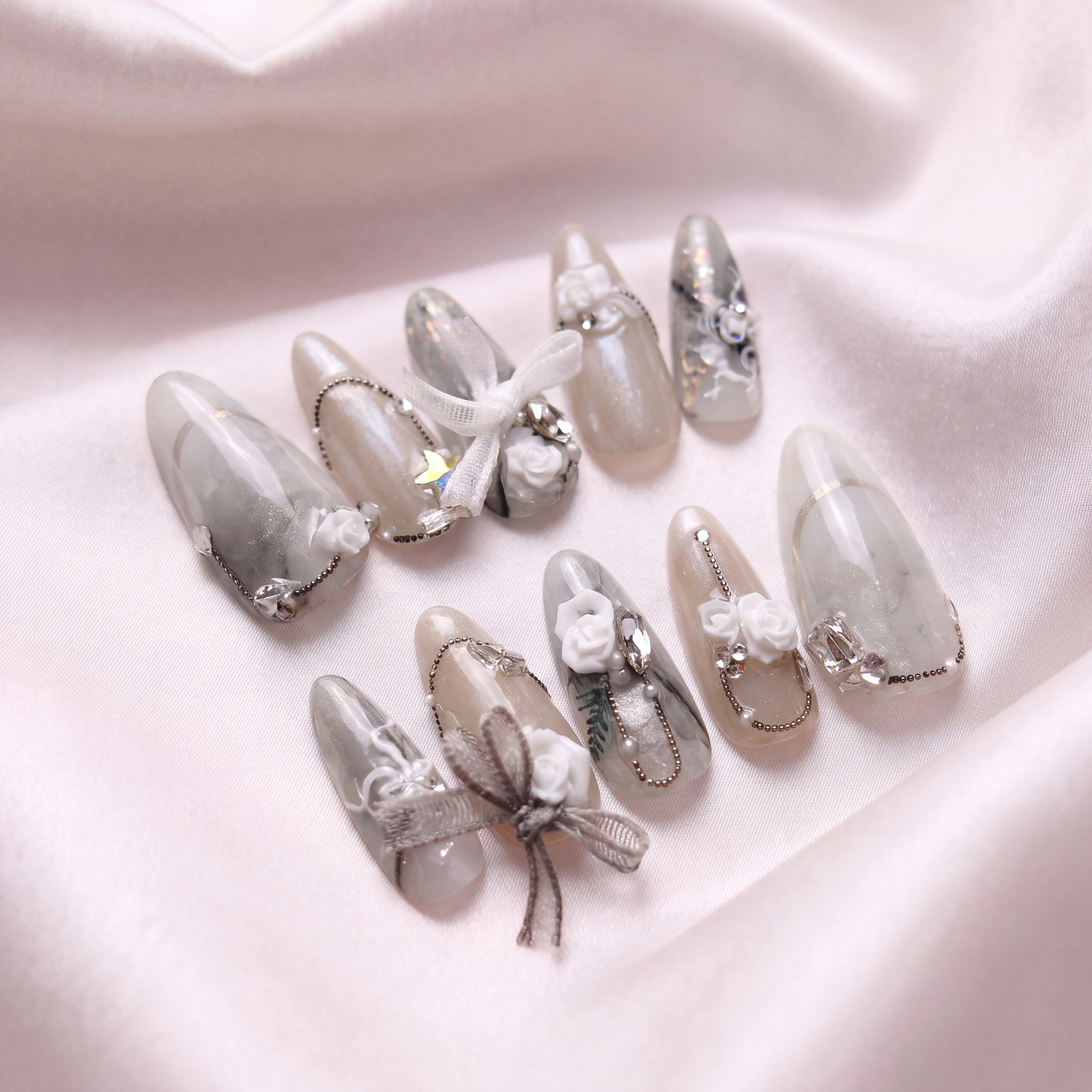 Trousseau, the finished set of ten photographed on silk